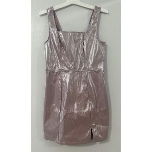 Women Latex Faux Leather Bodycon Mini Dress Summer Sleeveless Strap Size large